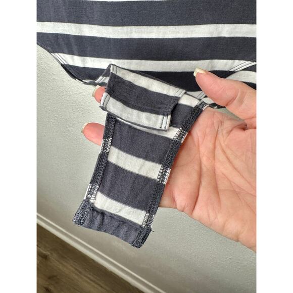 Abound Gray & White Stripe Sleeveless Mock Neck Bodysuit L - Picture 4 of 14